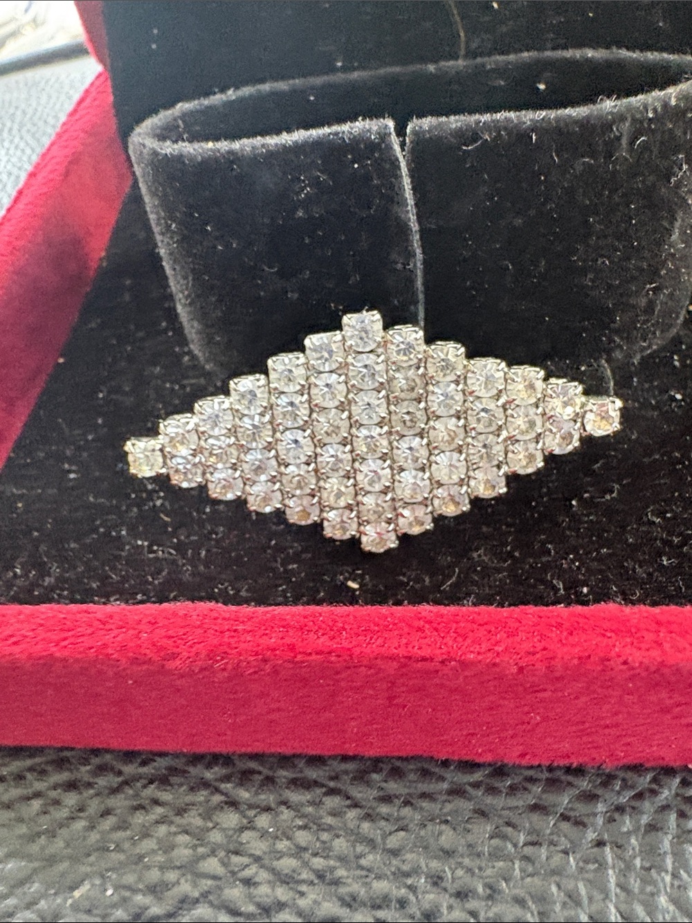 Vintage Rhinestone Cluster Statement Brooch - Silver Tone 1950-1960